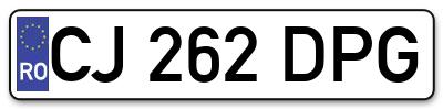 Placuta inmatriculare numar auto  CJ-262-DPG, CJ 262 DPG, CJ262DPG