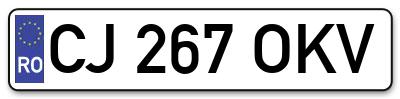 Placuta inmatriculare numar auto  CJ-267-OKV, CJ 267 OKV, CJ267OKV