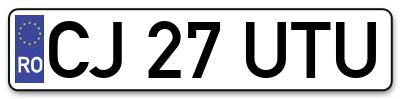 Placuta inmatriculare numar auto  CJ-27-UTU, CJ 27 UTU, CJ27UTU