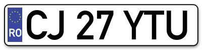 Placuta inmatriculare numar auto  CJ-27-YTU, CJ 27 YTU, CJ27YTU