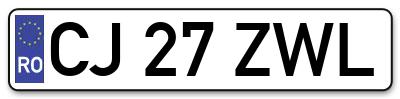 Placuta inmatriculare numar auto  CJ-27-ZWL, CJ 27 ZWL, CJ27ZWL