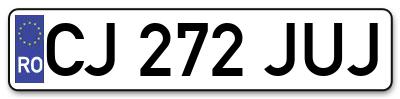 Placuta inmatriculare numar auto  CJ-272-JUJ, CJ 272 JUJ, CJ272JUJ