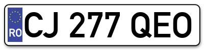 Placuta inmatriculare numar auto  CJ-277-QEO, CJ 277 QEO, CJ277QEO
