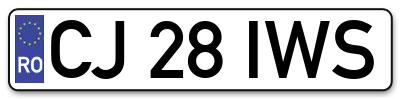 Placuta inmatriculare numar auto  CJ-28-IWS, CJ 28 IWS, CJ28IWS