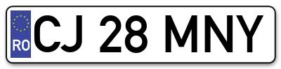 Placuta inmatriculare numar auto  CJ-28-MNY, CJ 28 MNY, CJ28MNY