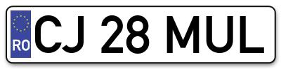 Placuta inmatriculare numar auto  CJ-28-MUL, CJ 28 MUL, CJ28MUL