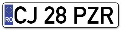 Placuta inmatriculare numar auto  CJ-28-PZR, CJ 28 PZR, CJ28PZR