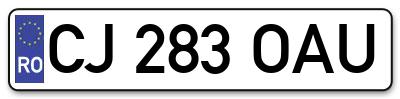 Placuta inmatriculare numar auto  CJ-283-OAU, CJ 283 OAU, CJ283OAU