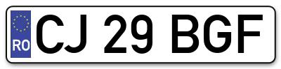 Placuta inmatriculare numar auto  CJ-29-BGF, CJ 29 BGF, CJ29BGF