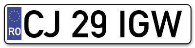 Placuta inmatriculare numar auto  CJ-29-IGW, CJ 29 IGW, CJ29IGW