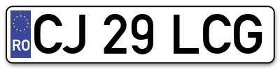 Placuta inmatriculare numar auto  CJ-29-LCG, CJ 29 LCG, CJ29LCG