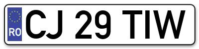 Placuta inmatriculare numar auto  CJ-29-TIW, CJ 29 TIW, CJ29TIW
