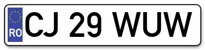 Placuta inmatriculare numar auto  CJ-29-WUW, CJ 29 WUW, CJ29WUW