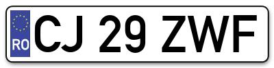 Placuta inmatriculare numar auto  CJ-29-ZWF, CJ 29 ZWF, CJ29ZWF