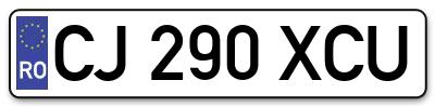 Placuta inmatriculare numar auto  CJ-290-XCU, CJ 290 XCU, CJ290XCU
