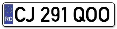 Placuta inmatriculare numar auto  CJ-291-QOO, CJ 291 QOO, CJ291QOO