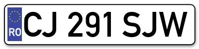 Placuta inmatriculare numar auto  CJ-291-SJW, CJ 291 SJW, CJ291SJW
