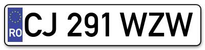 Placuta inmatriculare numar auto  CJ-291-WZW, CJ 291 WZW, CJ291WZW