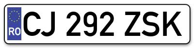 Placuta inmatriculare numar auto  CJ-292-ZSK, CJ 292 ZSK, CJ292ZSK