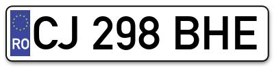 Placuta inmatriculare numar auto  CJ-298-BHE, CJ 298 BHE, CJ298BHE