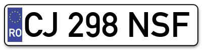 Placuta inmatriculare numar auto  CJ-298-NSF, CJ 298 NSF, CJ298NSF