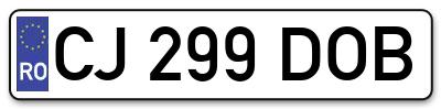 Placuta inmatriculare numar auto  CJ-299-DOB, CJ 299 DOB, CJ299DOB