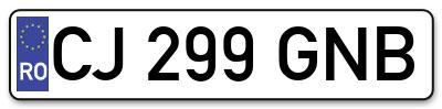 Placuta inmatriculare numar auto  CJ-299-GNB, CJ 299 GNB, CJ299GNB