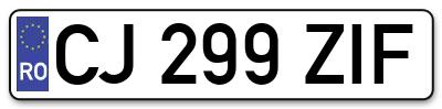 Placuta inmatriculare numar auto  CJ-299-ZIF, CJ 299 ZIF, CJ299ZIF