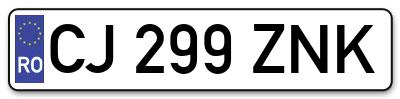 Placuta inmatriculare numar auto  CJ-299-ZNK, CJ 299 ZNK, CJ299ZNK