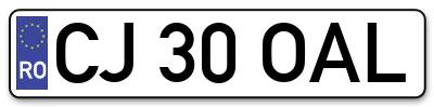 Placuta inmatriculare numar auto  CJ-30-OAL, CJ 30 OAL, CJ30OAL