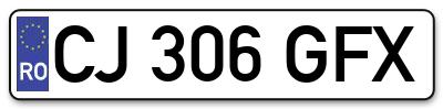 Placuta inmatriculare numar auto  CJ-306-GFX, CJ 306 GFX, CJ306GFX