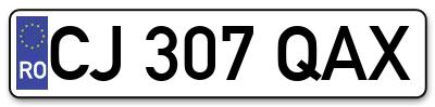 Placuta inmatriculare numar auto  CJ-307-QAX, CJ 307 QAX, CJ307QAX