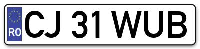 Placuta inmatriculare numar auto  CJ-31-WUB, CJ 31 WUB, CJ31WUB