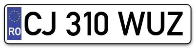 Placuta inmatriculare numar auto  CJ-310-WUZ, CJ 310 WUZ, CJ310WUZ