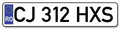 Placuta inmatriculare numar auto  CJ-312-HXS, CJ 312 HXS, CJ312HXS