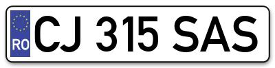 Placuta inmatriculare numar auto  CJ-315-SAS, CJ 315 SAS, CJ315SAS