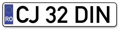 Placuta inmatriculare numar auto  CJ-32-DIN, CJ 32 DIN, CJ32DIN