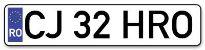 Placuta inmatriculare numar auto  CJ-32-HRO, CJ 32 HRO, CJ32HRO