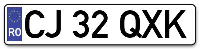 Placuta inmatriculare numar auto  CJ-32-QXK, CJ 32 QXK, CJ32QXK