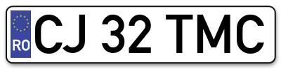 Placuta inmatriculare numar auto  CJ-32-TMC, CJ 32 TMC, CJ32TMC