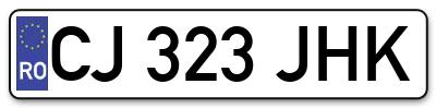 Placuta inmatriculare numar auto  CJ-323-JHK, CJ 323 JHK, CJ323JHK