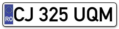 Placuta inmatriculare numar auto  CJ-325-UQM, CJ 325 UQM, CJ325UQM