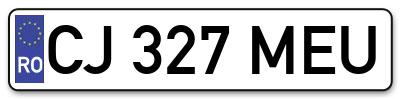 Placuta inmatriculare numar auto  CJ-327-MEU, CJ 327 MEU, CJ327MEU
