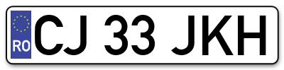 Placuta inmatriculare numar auto  CJ-33-JKH, CJ 33 JKH, CJ33JKH