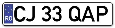 Placuta inmatriculare numar auto  CJ-33-QAP, CJ 33 QAP, CJ33QAP