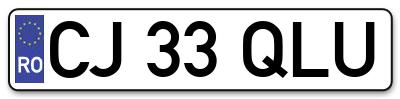 Placuta inmatriculare numar auto  CJ-33-QLU, CJ 33 QLU, CJ33QLU