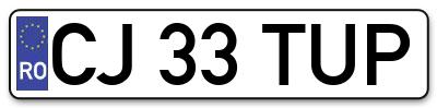 Placuta inmatriculare numar auto  CJ-33-TUP, CJ 33 TUP, CJ33TUP