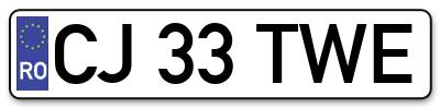 Placuta inmatriculare numar auto  CJ-33-TWE, CJ 33 TWE, CJ33TWE