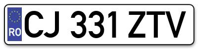 Placuta inmatriculare numar auto  CJ-331-ZTV, CJ 331 ZTV, CJ331ZTV