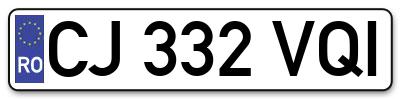 Placuta inmatriculare numar auto  CJ-332-VQI, CJ 332 VQI, CJ332VQI